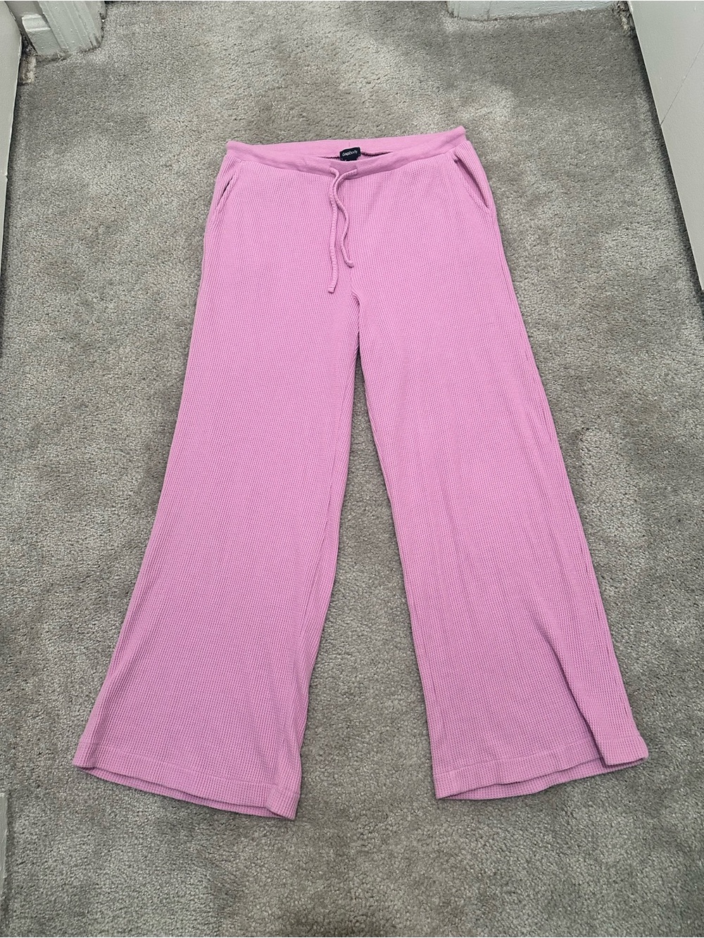 GAP Waffle Wide-Leg PJ Pant In Sugar Pink Size Medium - Picture 4 of 10